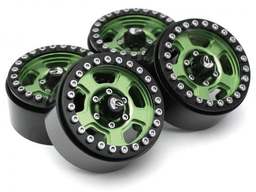 Boom Racing Krait™ 1.9 Golem Aluminum Beadlock Wheels with +8mm Widener (4) Green