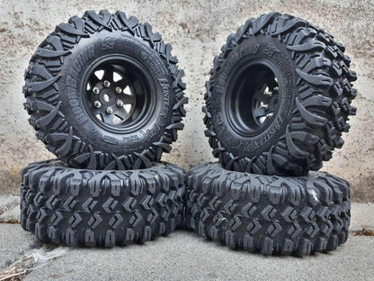 Boom Racing HUSTLER M/T Xtreme 1.55" BABY Rock Crawling Tires 3.74x1.3 SNAIL SLIME™ Compound W/ Open Cell Foams (Ultra Soft)