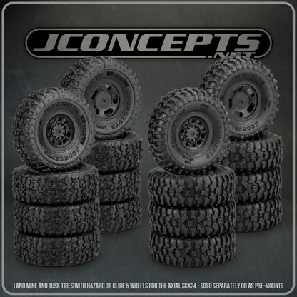 JConcepts: TUSK - PRE-MOUNTED, GLIDE 5 WHEEL - SCX24 (set of 4)