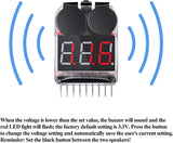 2-in-1 Lipo Battery Voltage Tester Low Voltage Buzzer Alarm Battery Capacity Indicator Monitor for 1-8s Battery