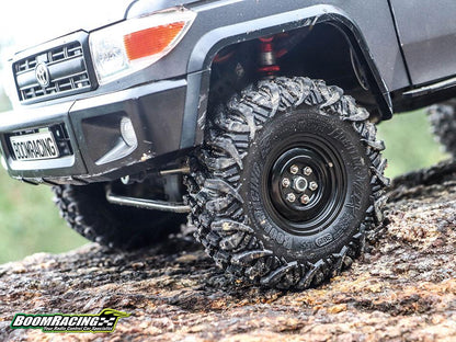 Boom Racing HUSTLER M/T Xtreme 1.55" BABY Rock Crawling Tires 3.74x1.3 SNAIL SLIME™ Compound W/ Open Cell Foams (Ultra Soft)