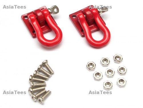 Boom Racing 1/10 Scale RC Aluminum Winch Shackle (Large) Red 2 pc [RECON G6 The Fix Certified]