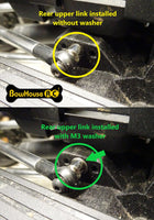 Install M3 washer (not included) between rear upper links and skid.  See install notes below.