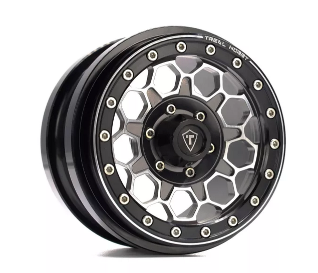 TREAL SCX6 Wheels 2.9'' Beadlock Wheels (2) CNC Machined SCX6 Upgrades Parts for Axial SCX6 -Type B - Titanium