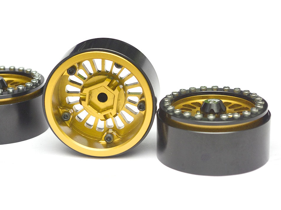 Boom Racing Venomous KRAIT™ 1.9 Aluminum Beadlock Wheels with 8mm Wideners (4) [Recon G6 Certified] Gold