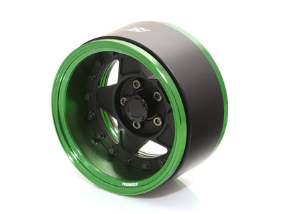 Boom Racing ProBuild™ 1.9" RTS Adjustable Offset Aluminum Beadlock Wheels (2) Green/Matte Black