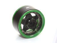 Boom Racing ProBuild™ 1.9" RTS Adjustable Offset Aluminum Beadlock Wheels (2) Green/Matte Black