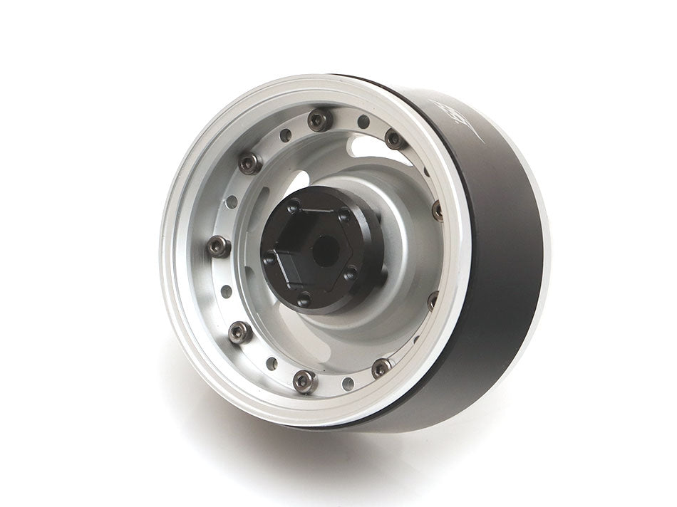 Boom Racing ProBuild™ 1.9" Slot Mags Jelly Bean Adjustable Offset Aluminum Beadlock Wheels (2) Flat Silver/Flat Silver