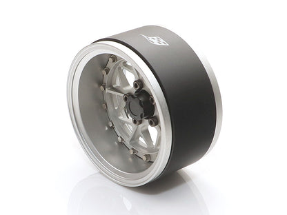 Boom Racing ProBuild™ 1.9" LGB Adjustable Offset Aluminum Beadlock Wheels (2) Flat Silver