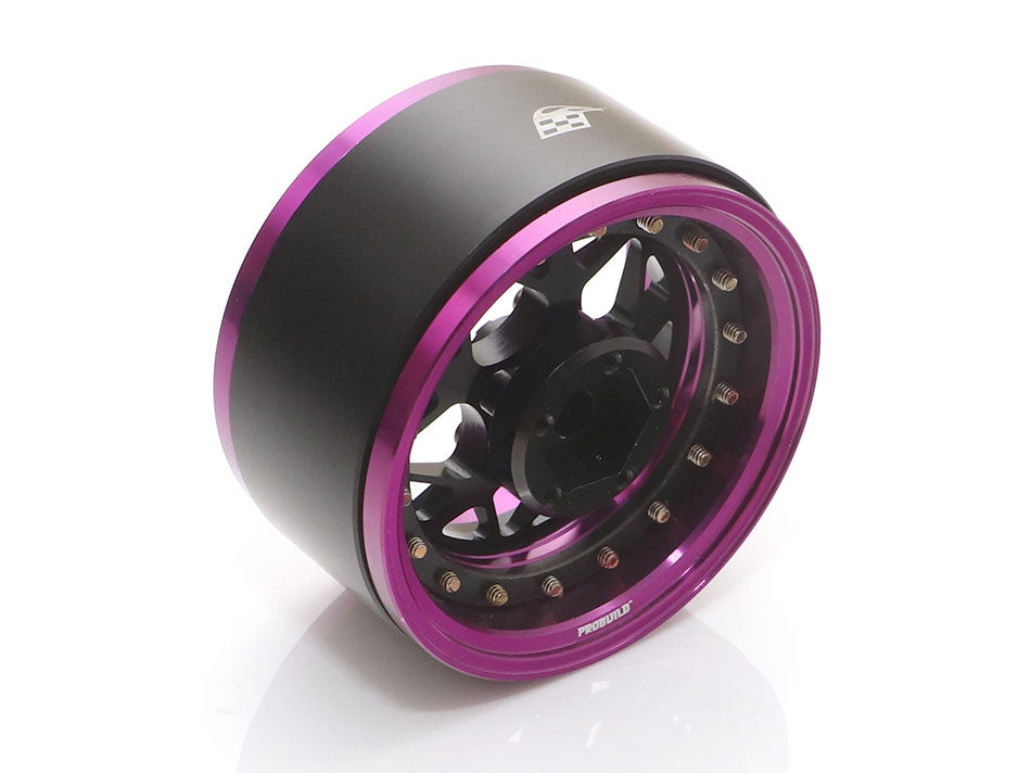 Boom Racing ProBuild™ 1.9" LGB Adjustable Offset Aluminum Beadlock Wheels (2) Purple/Black