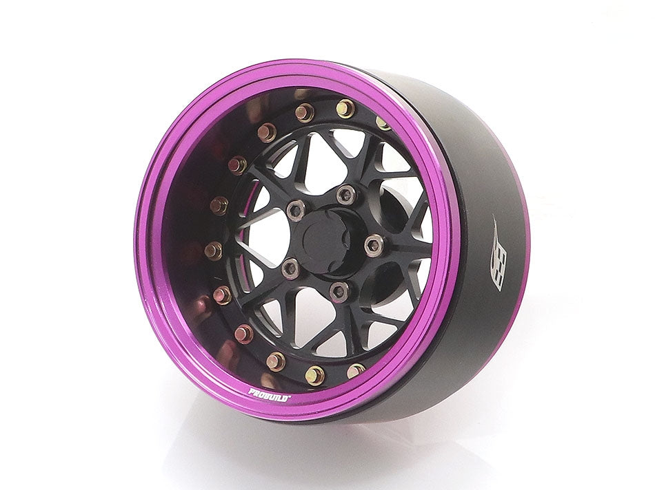 Boom Racing ProBuild™ 1.9" LGB Adjustable Offset Aluminum Beadlock Wheels (2) Purple/Black