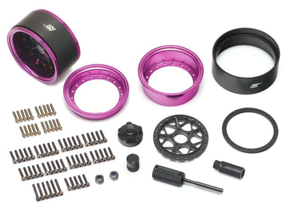 Boom Racing ProBuild™ 1.9" LGB Adjustable Offset Aluminum Beadlock Wheels (2) Purple/Black