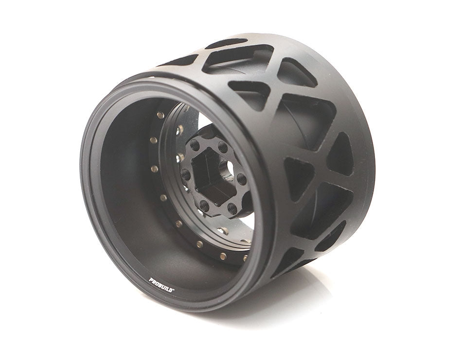 Boom Racing ProBuild™ 1.9" Lightweight Extra Wide CAL-6 Adjustable Offset Beadlock Wheels (2) Matte Black/Clear