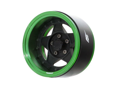 Boom Racing ProBuild™ 1.9" RTS Adjustable Offset Aluminum Beadlock Wheels (2) Green/Matte Black