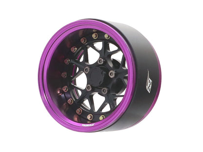 Boom Racing ProBuild™ 1.9" LGB Adjustable Offset Aluminum Beadlock Wheels (2) Purple/Black