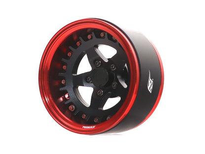 Boom Racing ProBuild™ 1.9" SS5 Adjustable Offset Aluminum Beadlock Wheels (2) Red/Matte Black