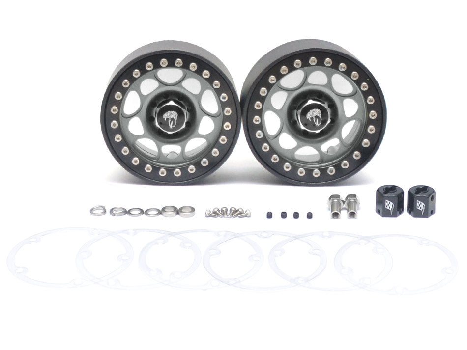 Boom Racing Sandstorm KRAIT™ 2.2 Aluminum Beadlock Wheels With 8mm Wideners (2) Gun Metal