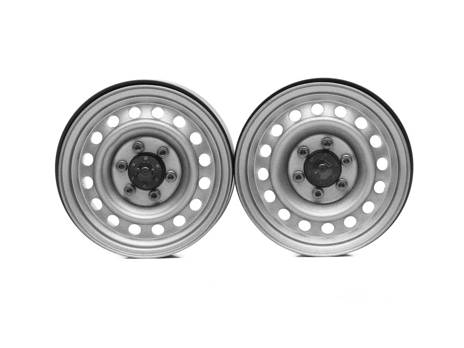 Boom Racing 1.9" Narrow 16-Hole 6-Lug Classic Steelie Reversible Beadlock Wheel w/ XT504 Hub-6LUG Rear (2) Gun Metal