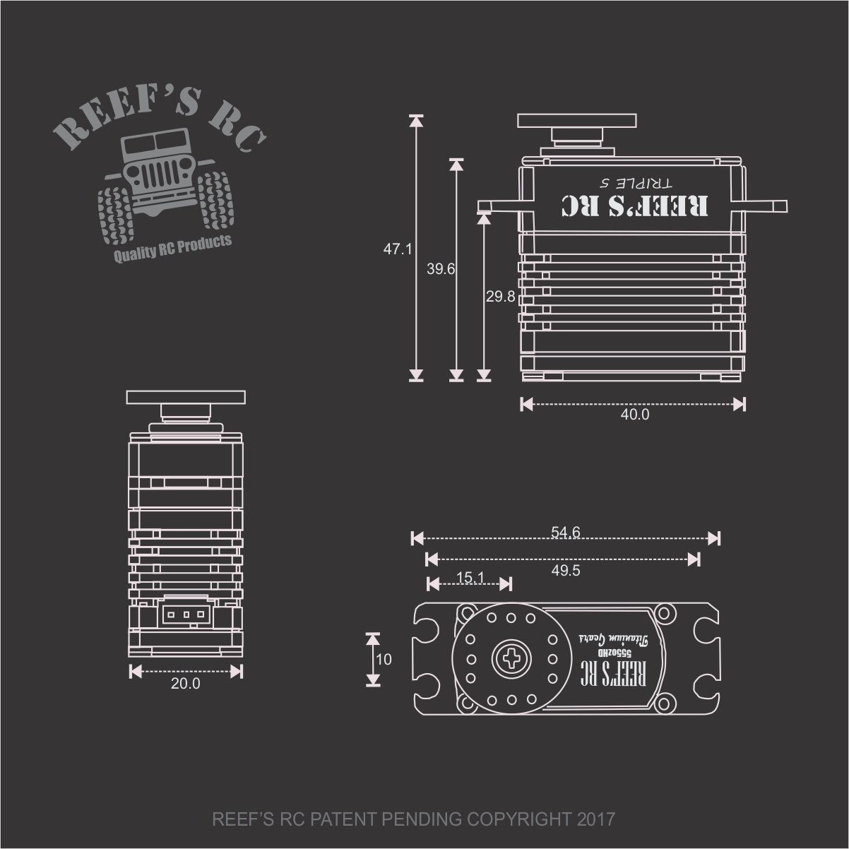 REEF’S Triple5 - 555HD V2 High Torque Digital High Voltage Coreless Servo 0.17/555 @ 7.4V