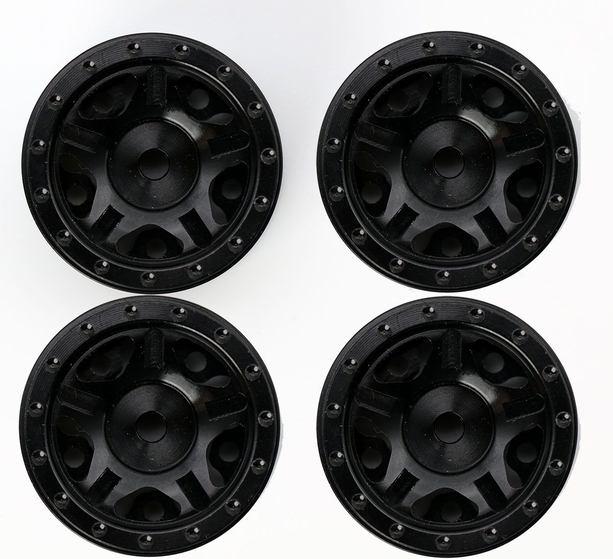 Power Hobby: 1.0" Axial SCX24 C10 Jeep Deadbolt Aluminum Beadlock Wheels, Black