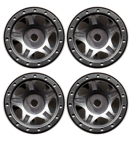 Power Hobby: 1.0" Axial SCX24 C10 Jeep Deadbolt Aluminum Beadlock Wheels, Gray