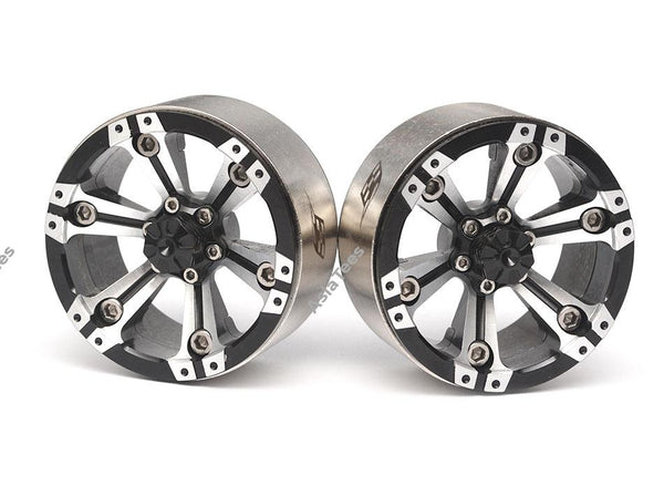 Boom Racing CHROMA™ 1.9 High Mass Beadlock Aluminum Wheels Spoke-6 (2) Style A Black [RECON G6 The Fix Certified]