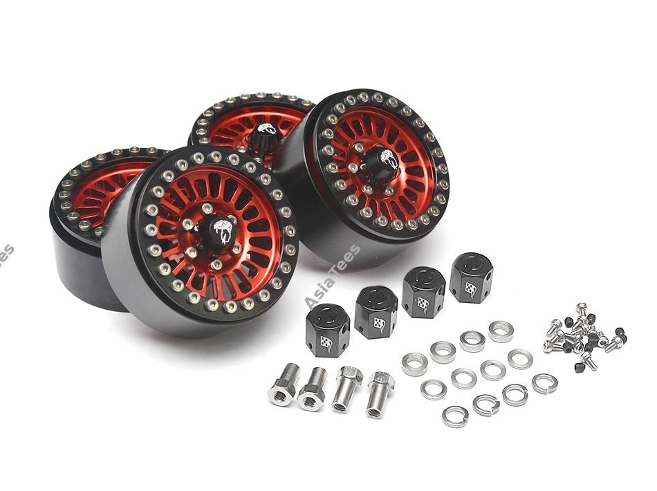 Boom Racing Venomous KRAIT™ 1.9 Aluminum Beadlock Wheels with 8mm Wideners (4) [Recon G6 Certified] Red