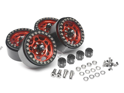 Boom Racing Sandstorm KRAIT™ 1.9 Aluminum Beadlock Wheels with 8mm Wideners (4) [Recon G6 Certified] Red