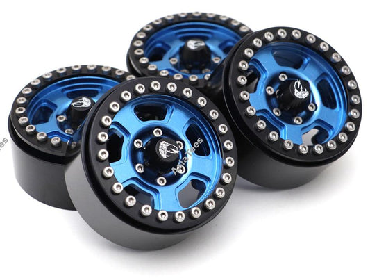 Boom Racing Golem KRAIT™ 1.9 Aluminum Beadlock Wheels with +8mm Widener (4) [Recon G6 Certified] Blue