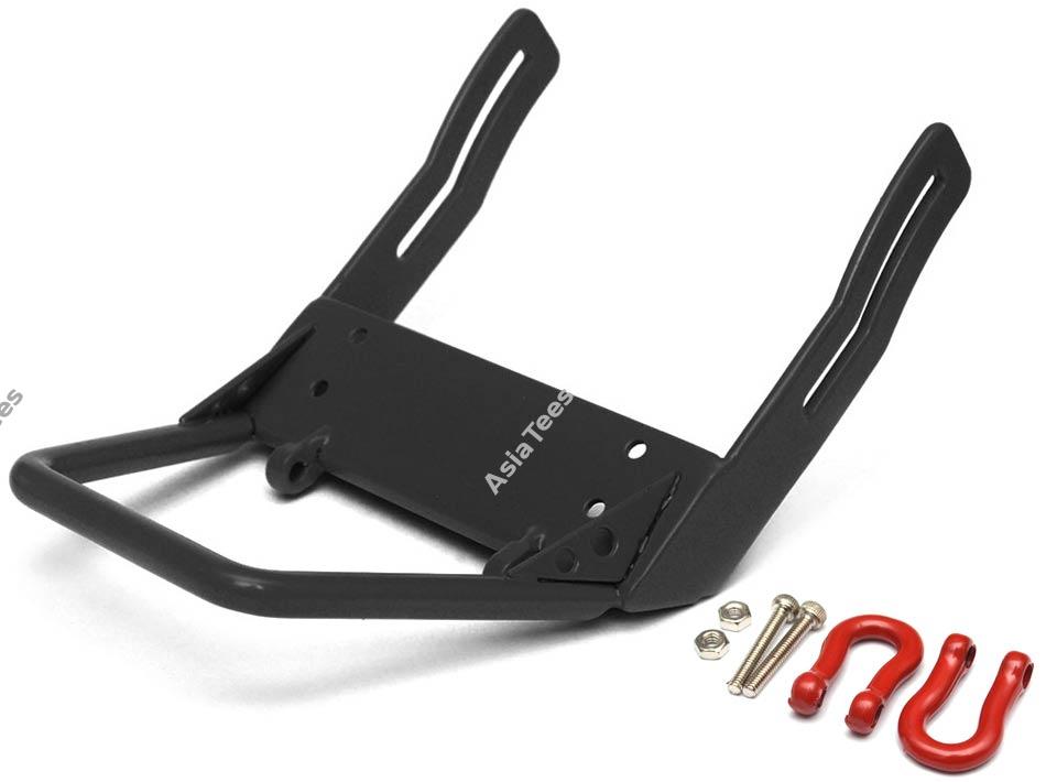 Boom Racing Steel Front Bumper B With Red Towing Hooks Black for Axial SCX10