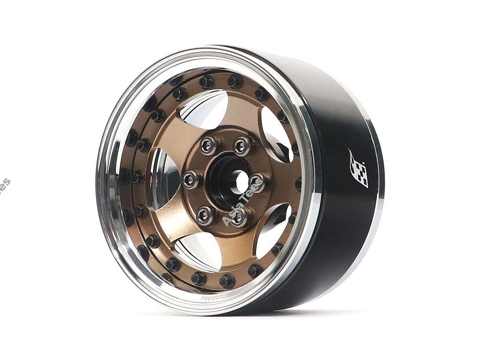 Boom Racing ProBuild™ 1.9" SV5 Adjustable Offset Aluminum Beadlock Wheels (2) Chrome/Bronze