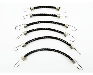 Bungee Cord Kit, for 1/10 Scale, Black with tan stripes  (6pcs)