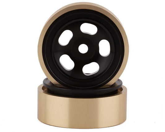 SSD RC 1.0” Aluminum/Brass 5-Slot Beadlock Wheels (Black) (2)